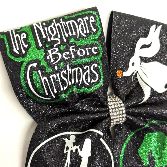🎃 New Nightmare Before Christmas Glittery Hair Bow Tie Handmade - Picture 5 of 6